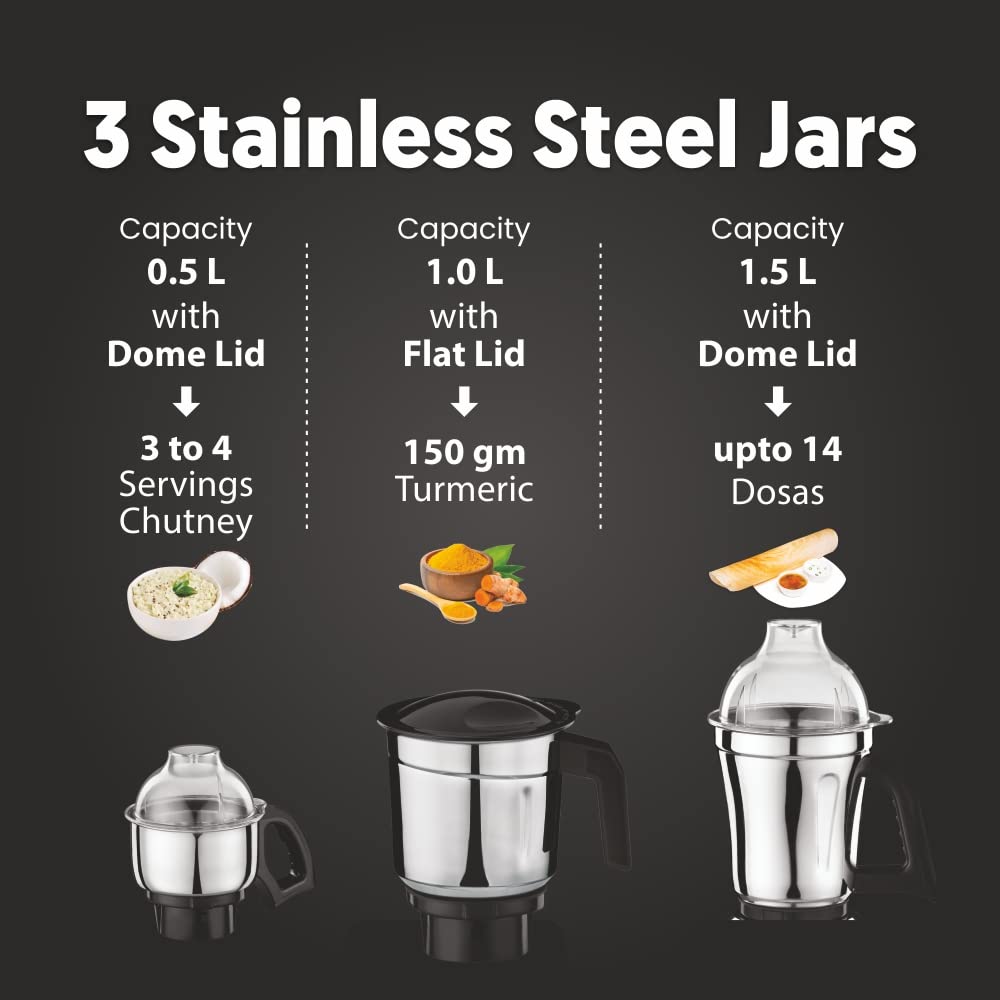 Preethi Taurus Plus MG-257 Mixer Grinder, 1000W, 4 Jar
