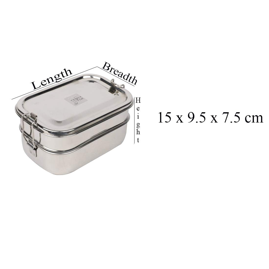 JVL Rectangle Stainless Steel Lunch Box with Stainless Steel Inner Plate