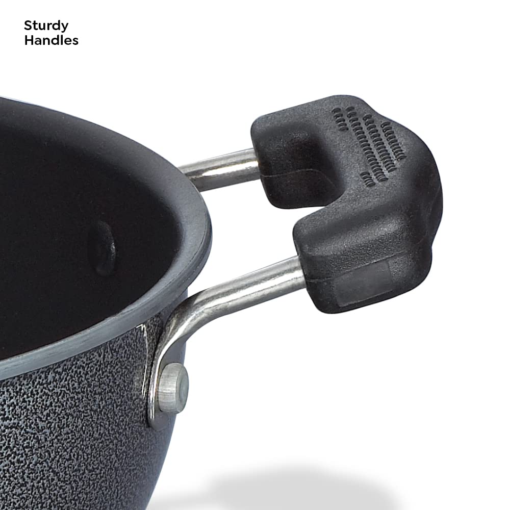 Prestige Omega Select Plus Aluminium Non-Induction Base Non-Stick Flat Base Kadai with SS Lid