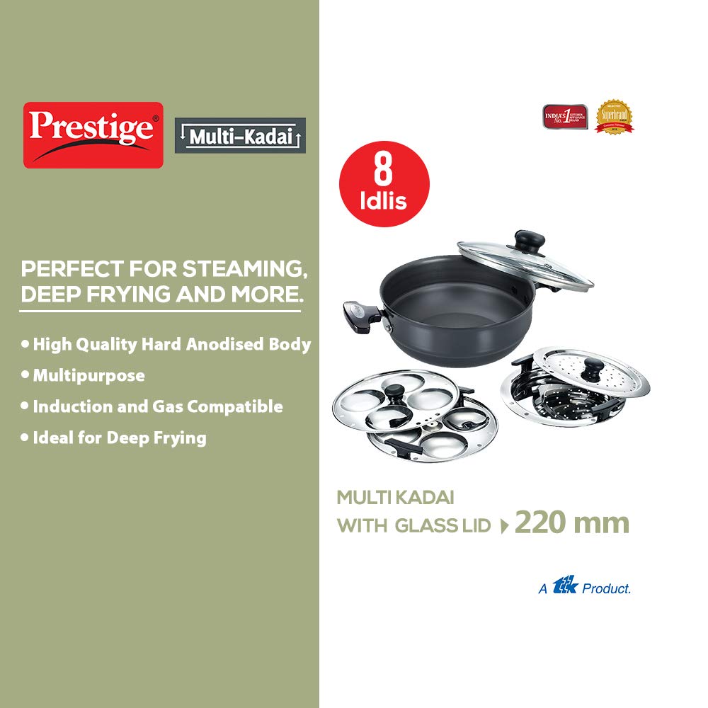 Prestige Hard Anodised Multi Kadai, 220MM