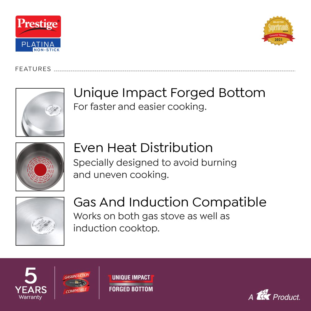 Prestige Platina Non-stick Stainless Steel Unique Impact Forged Bottom Fry Pan