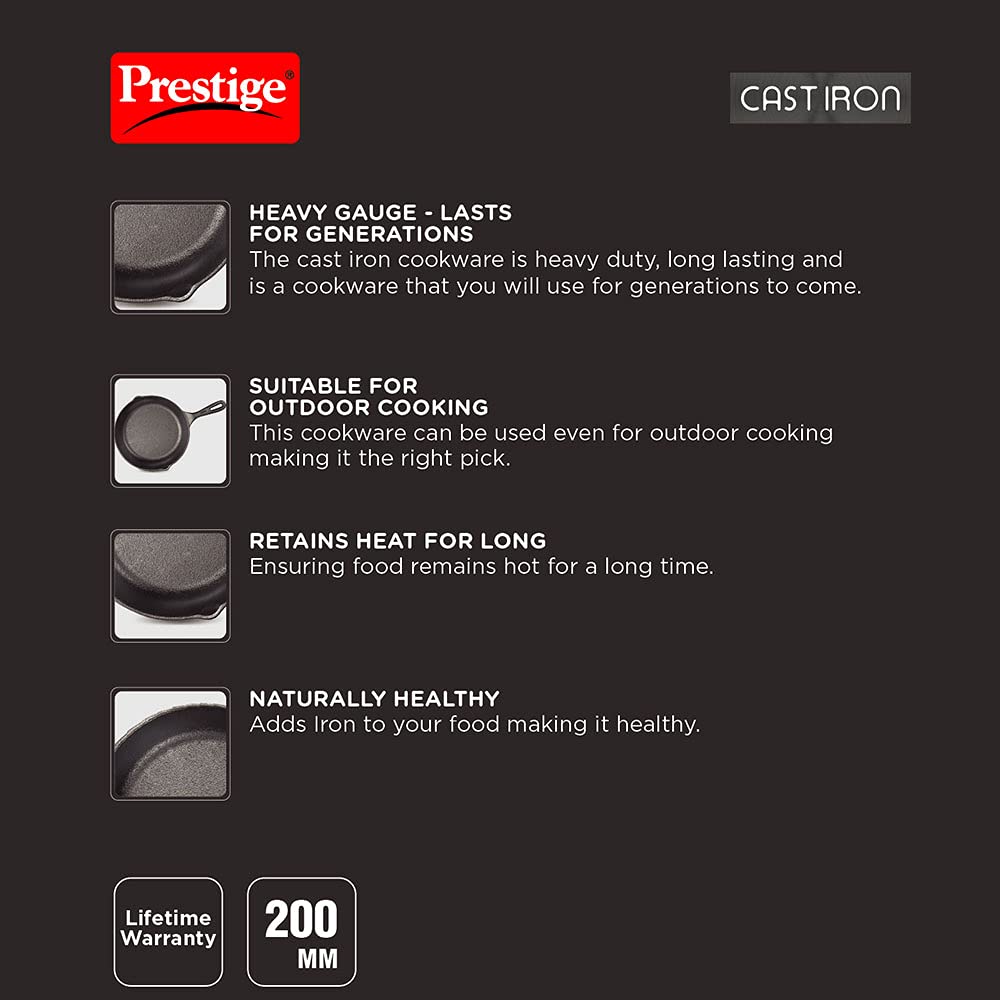 Prestige Cast Iron Frypan, 200MM