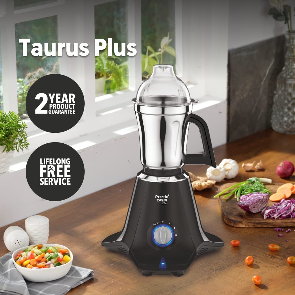 Preethi Taurus Plus MG-257 Mixer Grinder, 1000W, 4 Jar