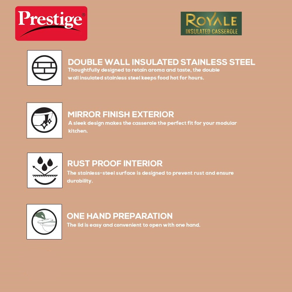 Prestige Royale Stainless Steel Insulated Casserole Hot Box