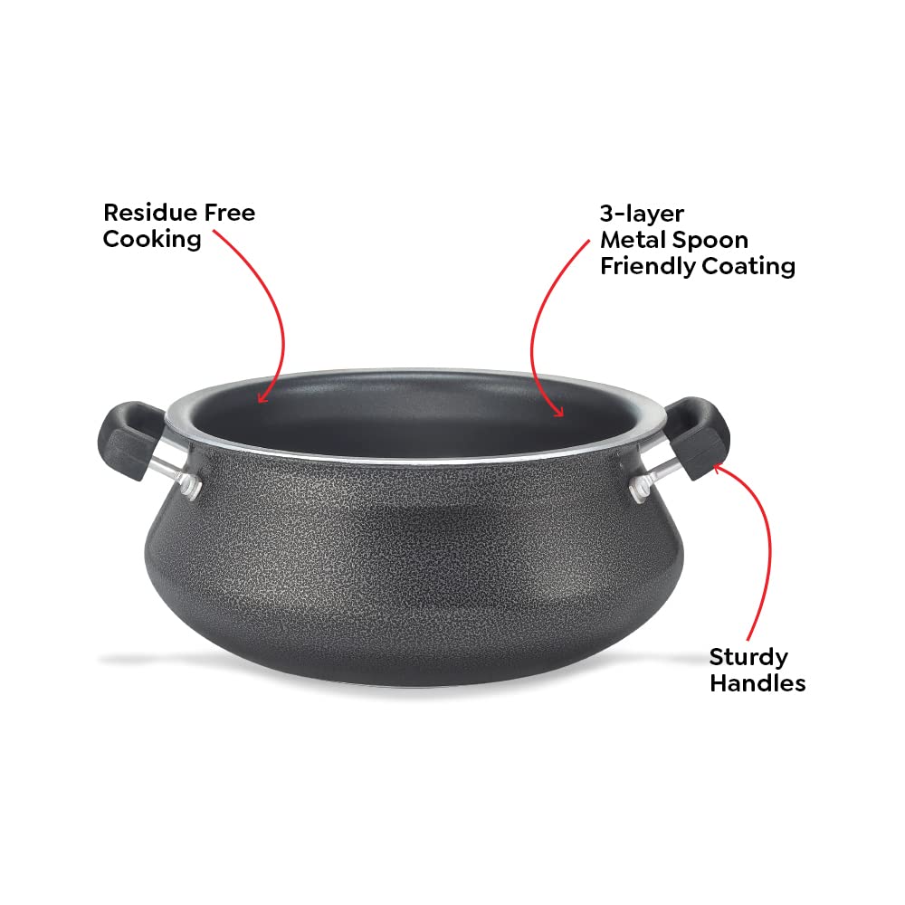 Prestige Omega Select Plus Aluminium Non-Induction Base Non-stick Handi with Stainless Steel Lid
