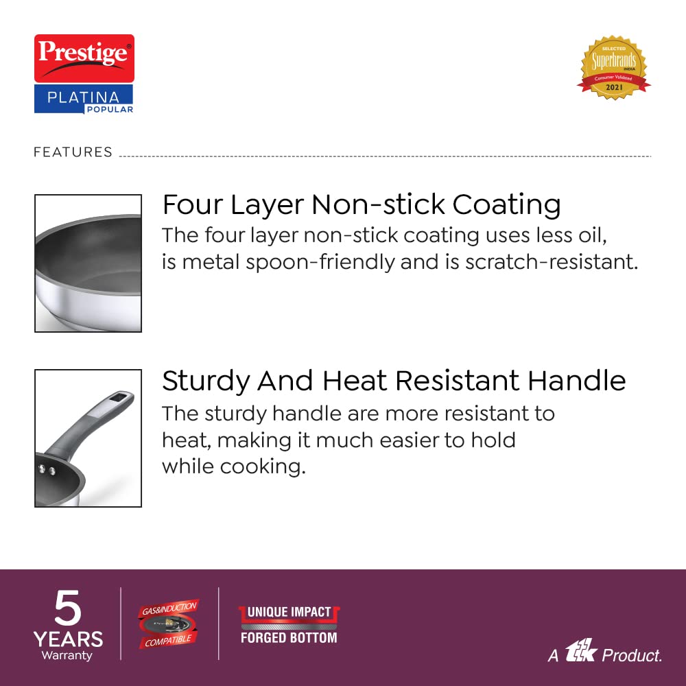 Prestige Platina Non-stick Stainless Steel Unique Impact Forged Bottom Fry Pan