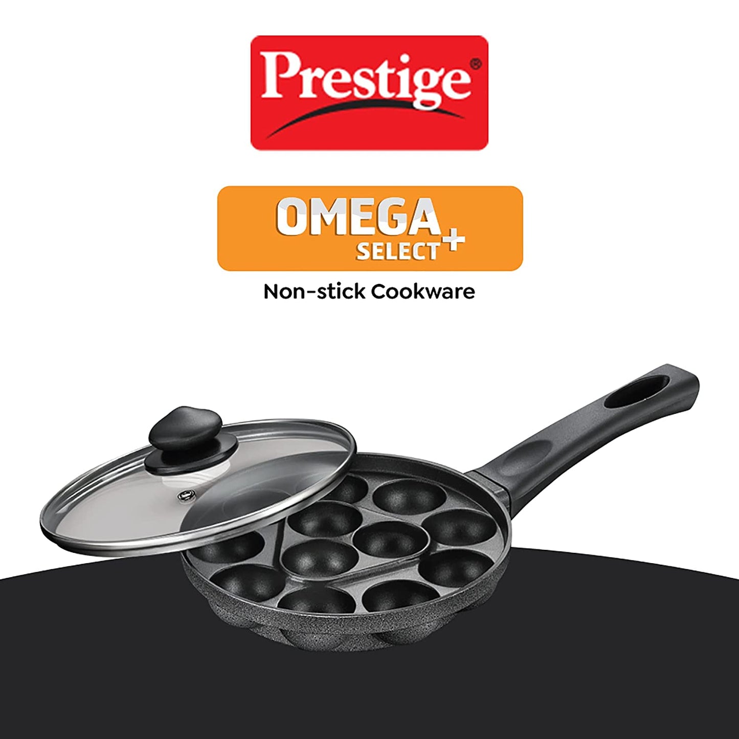 Prestige Omega Select Plus Aluminium Non-Induction Base Non-Stick Paniyarakkal with Lid