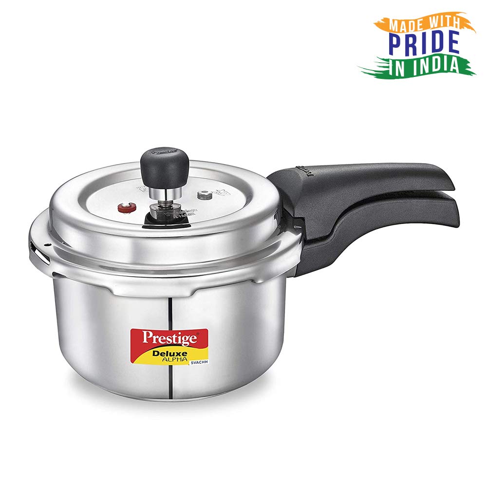Prestige Deluxe Alpha Svachh Stainless Steel Induction Base Outer Lid Pressure Cooker, 2 Litres