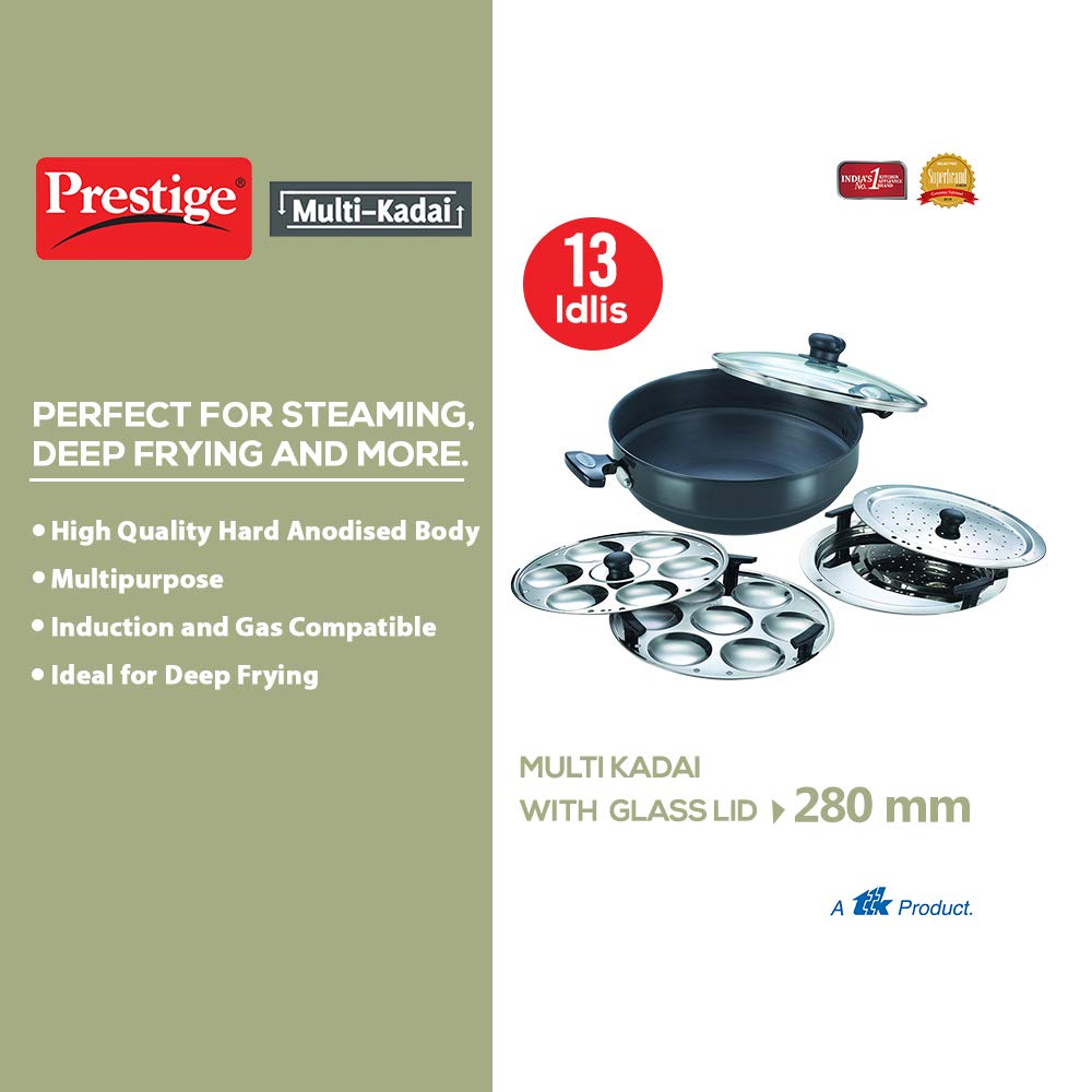 Prestige Hard Anodised Multi Kadai, 280MM