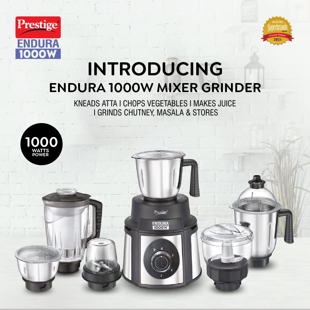 Prestige Endura Mixer Grinder, 1000W, 6 Jars
