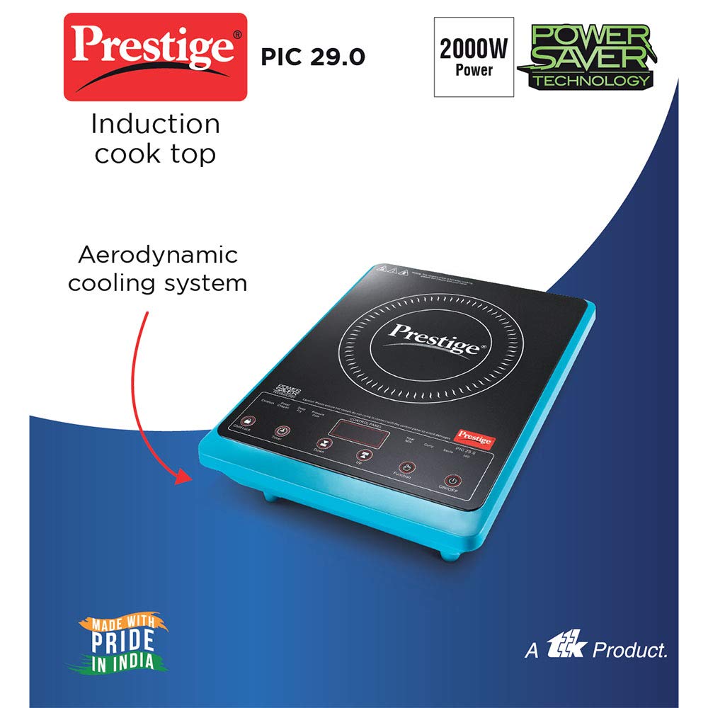 Prestige PIC 29.0 Microcrystal Glass Panel Blue Induction Cooktop, 2000W
