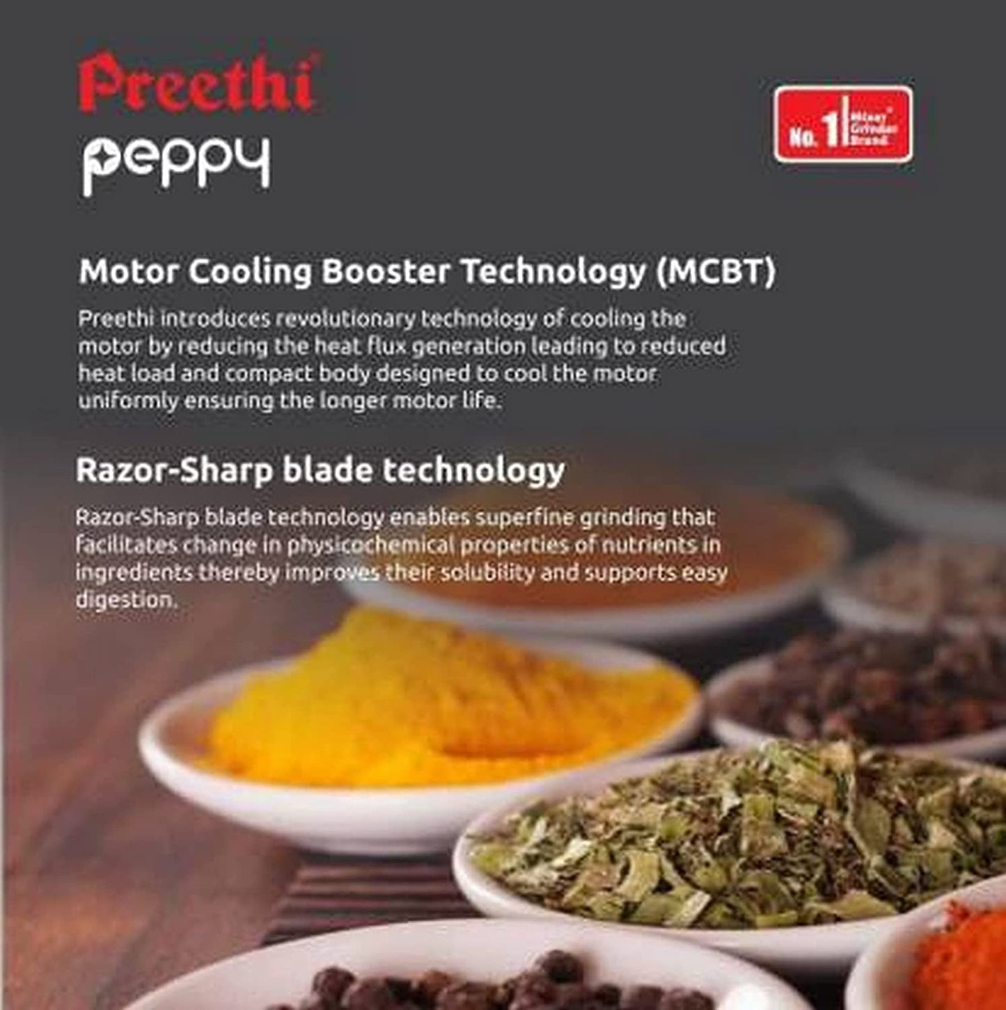 Preethi Peppy MG-245 Mixer Grinder, 750W, 3 Jar