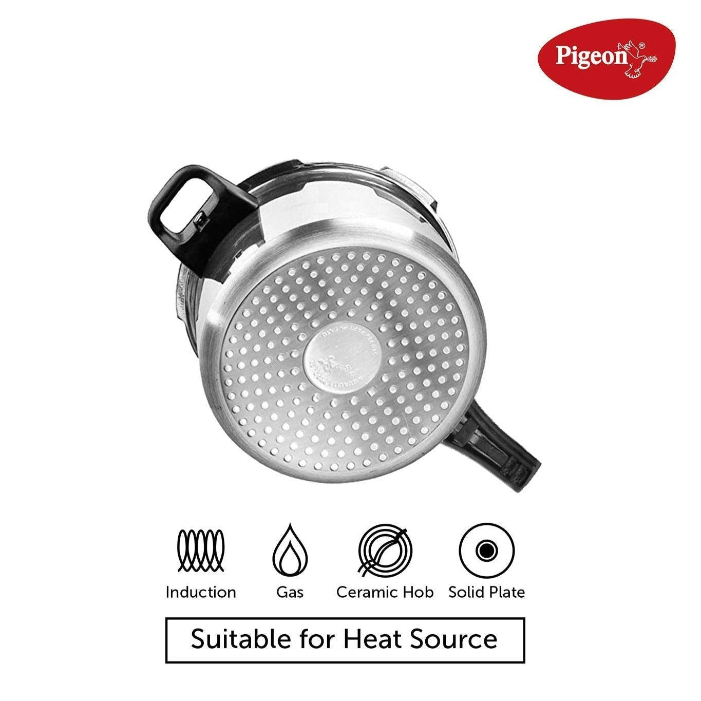 Pigeon Inox Stainless Steel Induction Base Outer Lid Pressure Cooker, 3 Litres