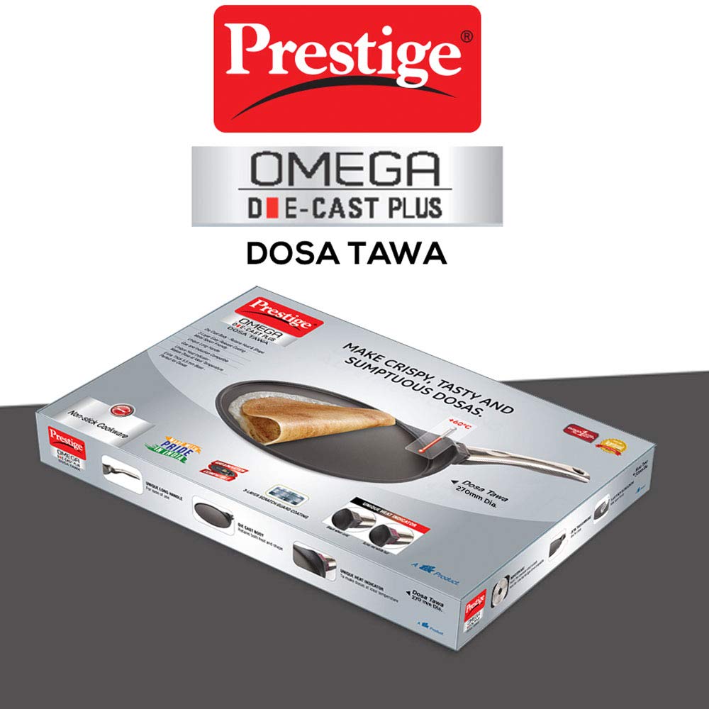Prestige Omega Die-Cast Plus Aluminium Induction Base Non-Stick Tawa, 270MM