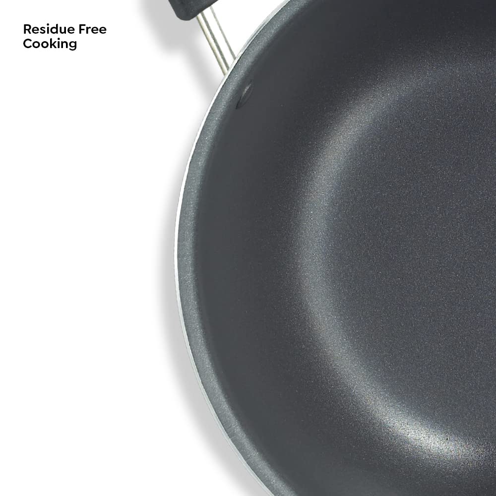 Prestige Omega Select Plus Aluminium Non-Induction Base Non-Stick Flat Base Kadai with SS Lid
