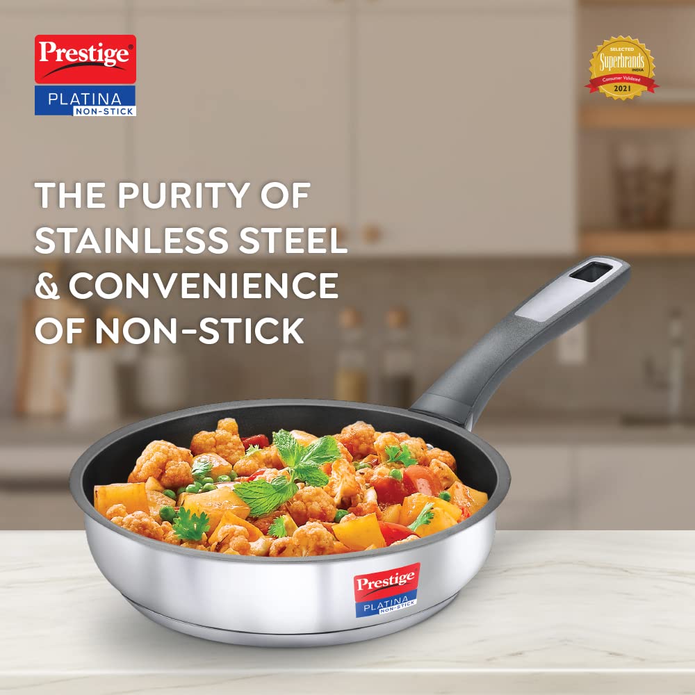 Prestige Platina Non-stick Stainless Steel Unique Impact Forged Bottom Fry Pan