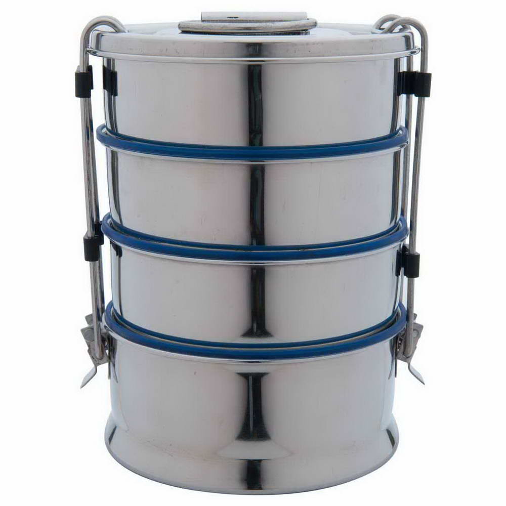 JVL Leakproof Round Stainless Steel Lunch Box with Silicone Gasket and Stainless Steel Inner Plate