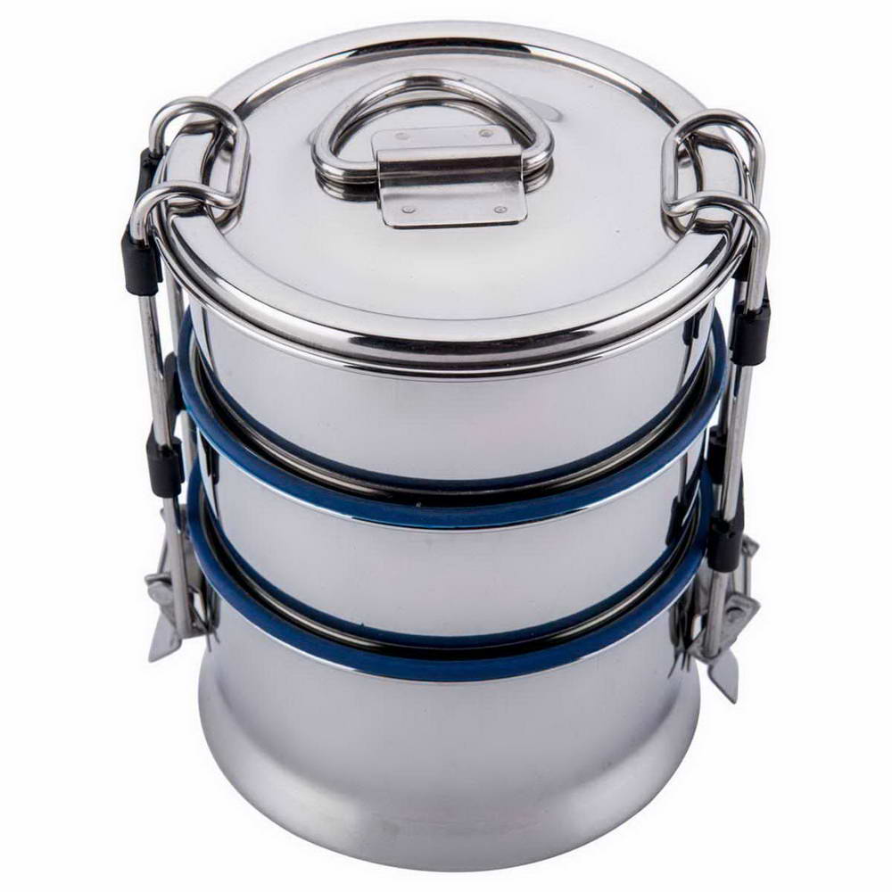JVL Leakproof Round Stainless Steel Lunch Box with Silicone Gasket and Stainless Steel Inner Plate