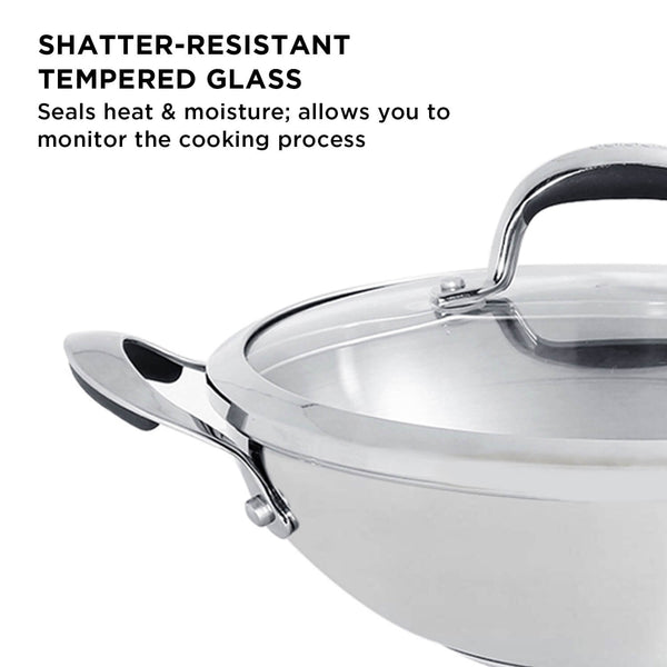 Meyer Select Stainless Steel Kadai with Glass Lid