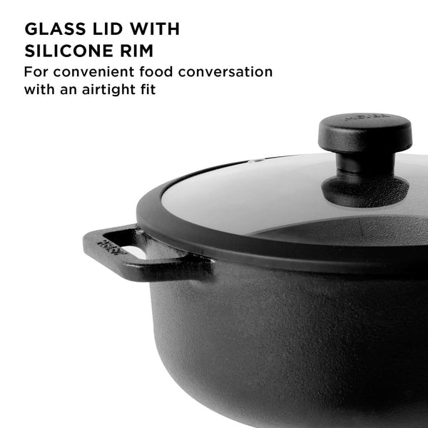 Meyer Pre-Seasoned Cast Iron Dutch Oven/Sauteuse with Glass Lid
