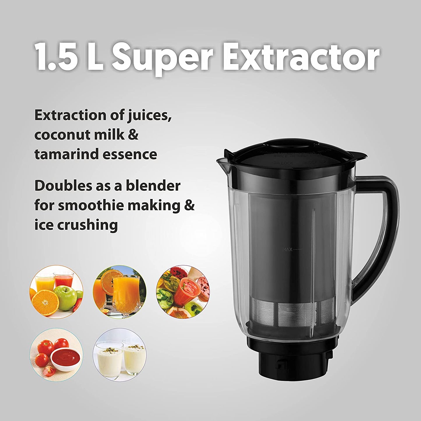 Preethi Crown Plus MG-258 Mixer Grinder, 600W, 4 Jars