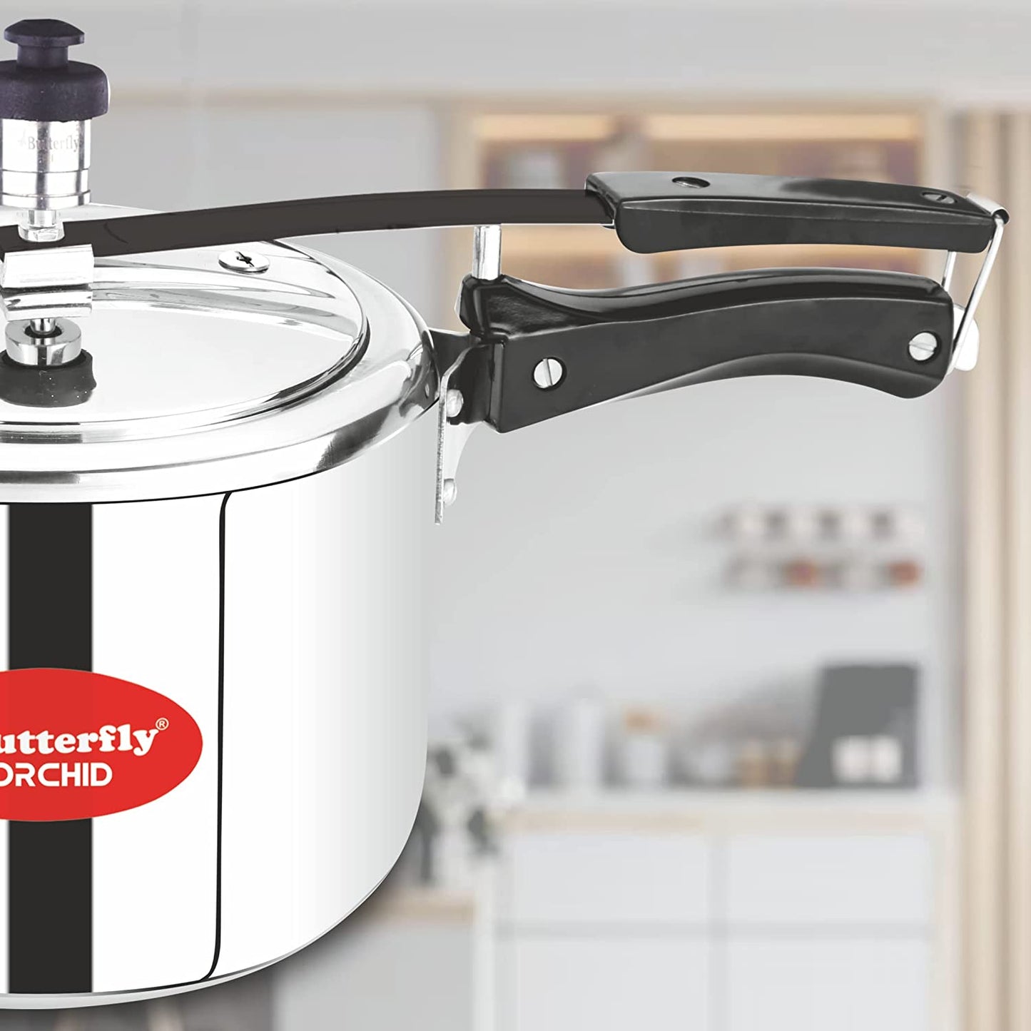 Butterfly Orchid Stainless Steel Induction Base Inner Lid Pressure Cooker, 5 Litres