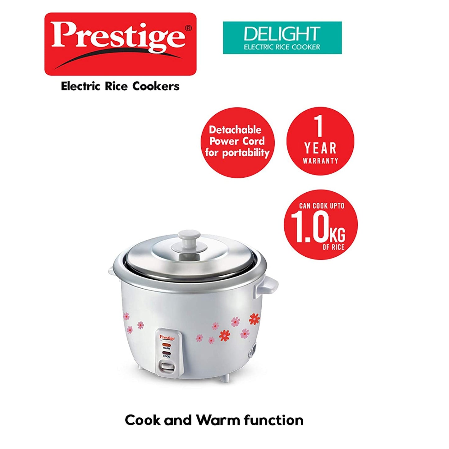 Prestige PRWO 1.8-2 Electric Rice Cooker, 1.8 Litres Double Pan