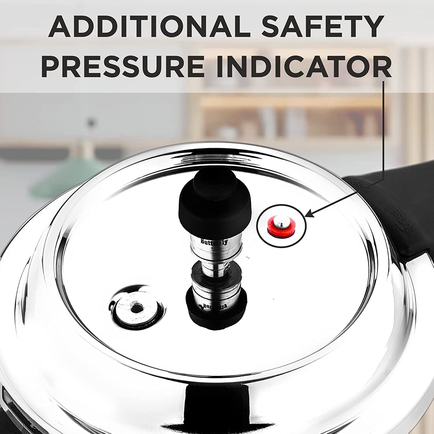 Butterfly Blueline Spillfree Stainless Steel Induction Base Outer Lid Pressure Cooker, 3 Litres