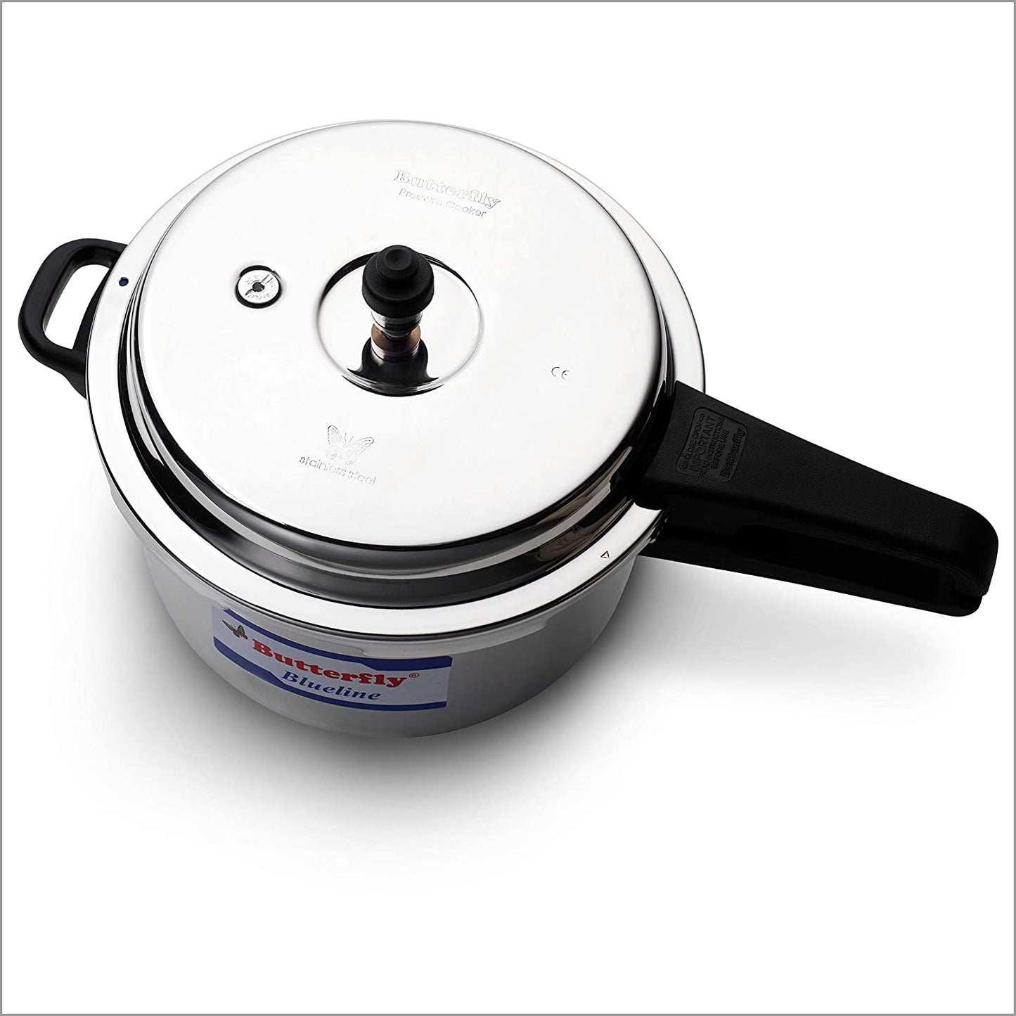 Butterfly Blueline Stainless Steel Induction Base Outer Lid Pressure Cooker, 7.5 Litres