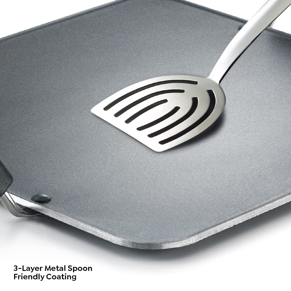 Prestige Omega Select Plus Aluminium Non-Induction Base Non-Stick Square Tawa, 305MM