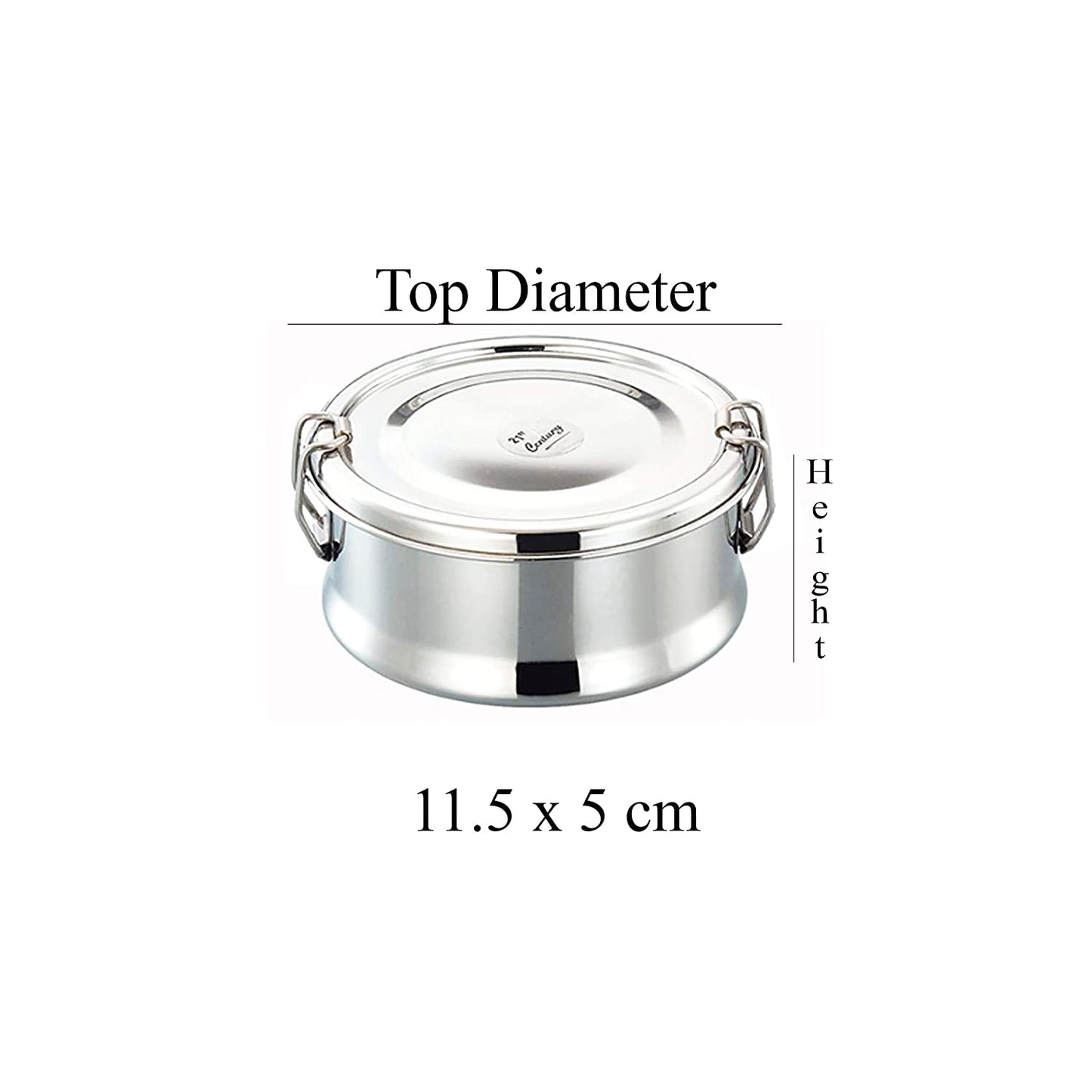 JVL Round Stainless Steel Lunch Box with Stainless Steel Inner Plate