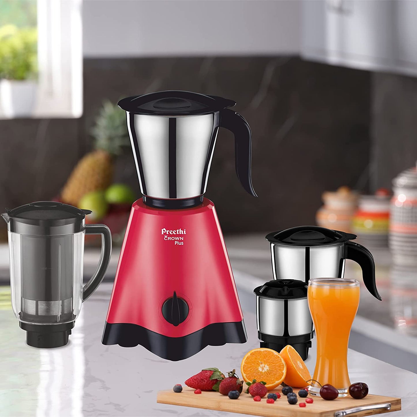 Preethi Crown Plus MG-258 Mixer Grinder, 600W, 4 Jars