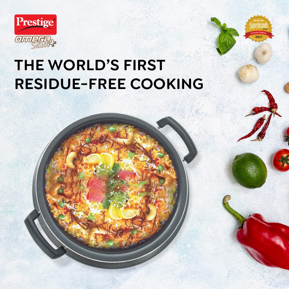 Prestige Omega Select Plus Aluminium Non-Induction Base Non-stick Handi with Stainless Steel Lid
