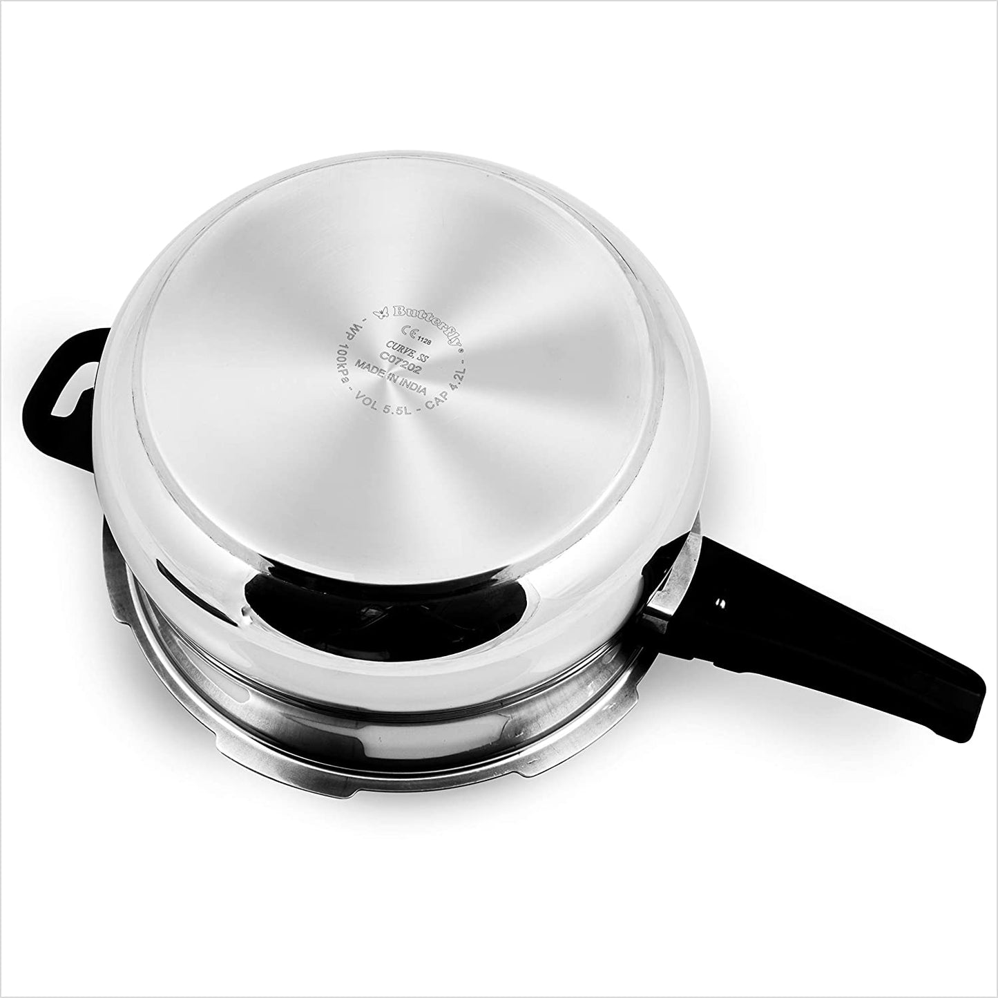 Butterfly Curve Stainless Steel Induction Base Outer Lid Pressure Cooker, 5.5 Litres