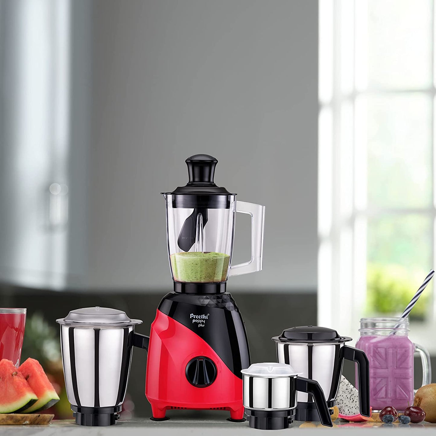 Preethi Peppy Plus MG-246 Mixer Grinder, 750W, 4 Jar