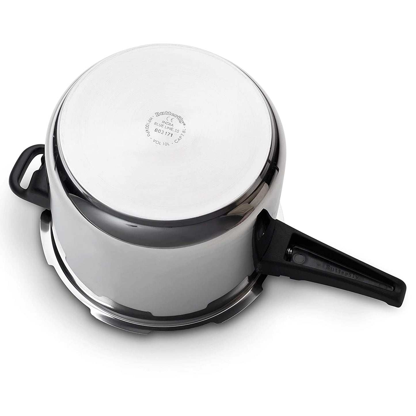 Butterfly Blueline Stainless Steel Induction Base Outer Lid Pressure Cooker, 10 Litres