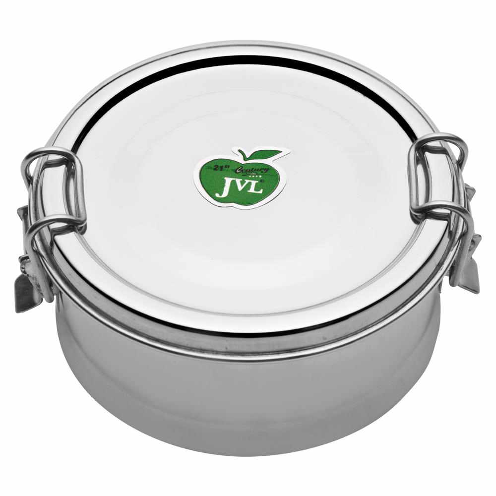 JVL Leakproof Round Stainless Steel Lunch Box with Silicone Gasket and Stainless Steel Inner Plate