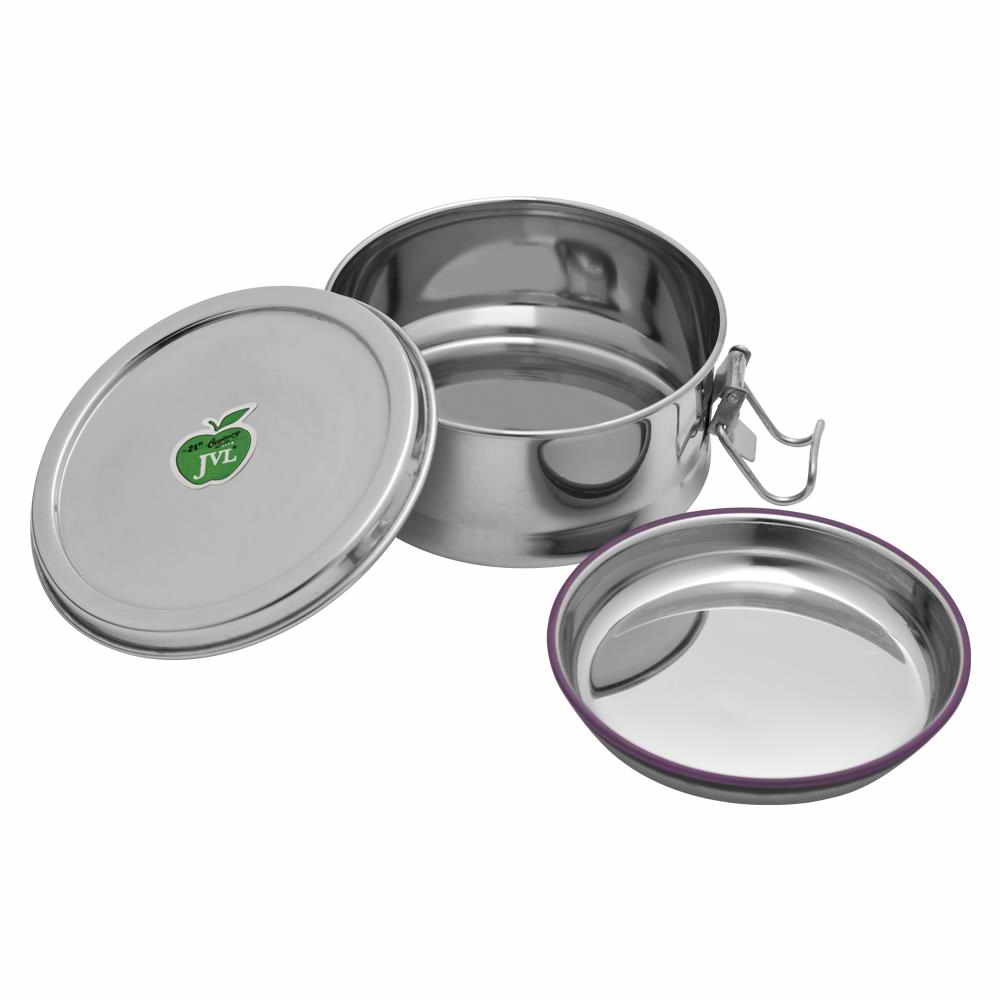 JVL Leakproof Round Stainless Steel Lunch Box with Silicone Gasket and Stainless Steel Inner Plate