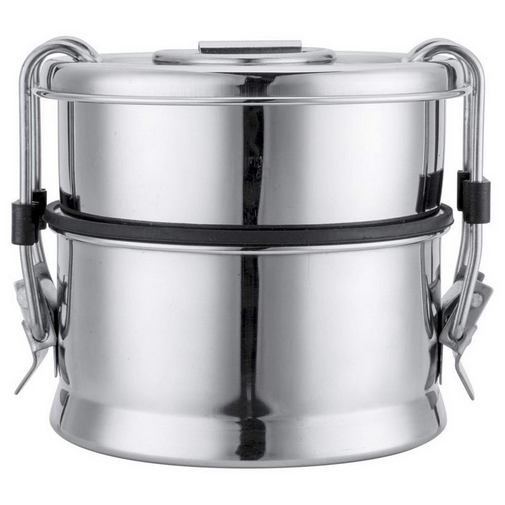 JVL Leakproof Round Stainless Steel Lunch Box with Silicone Gasket and Stainless Steel Inner Plate