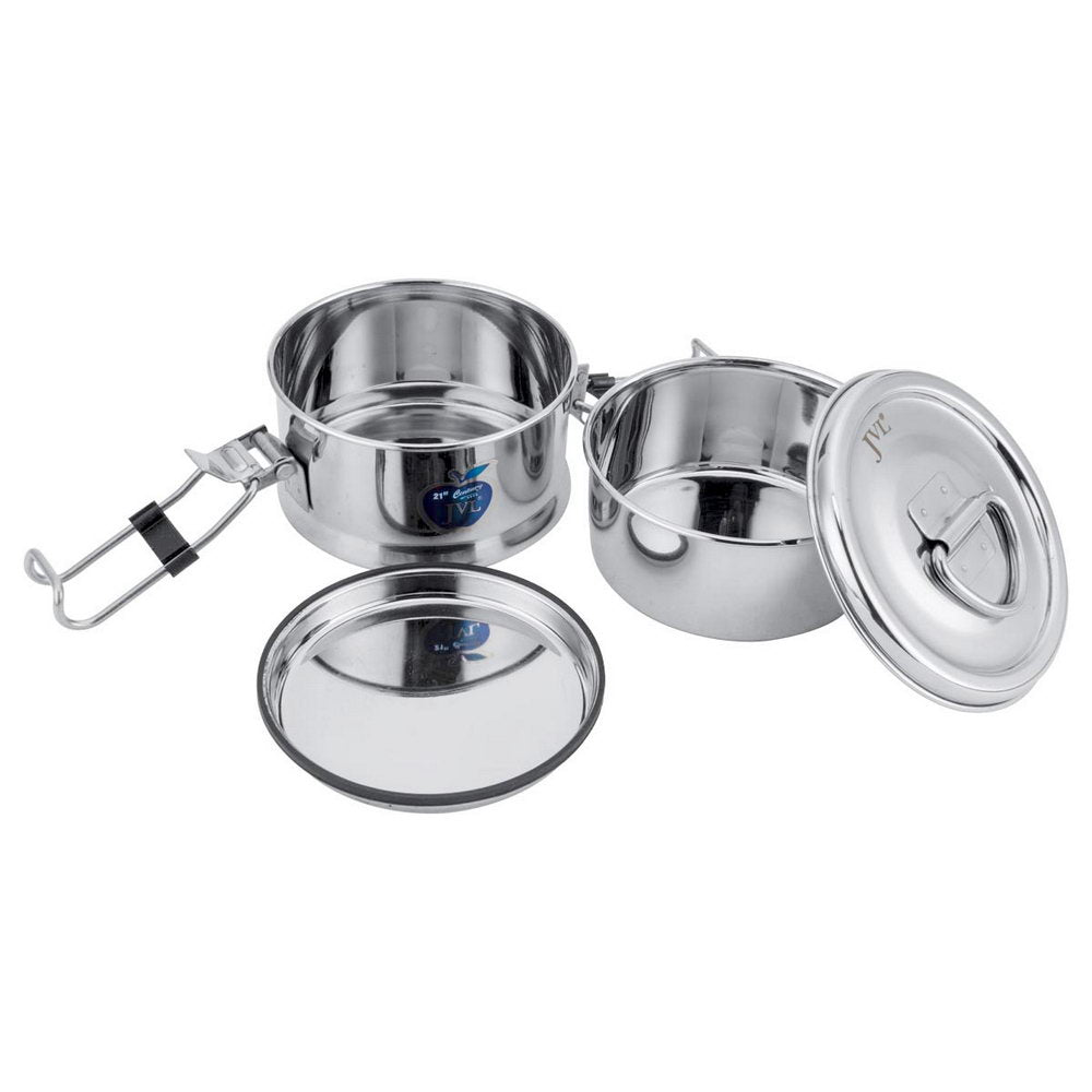 JVL Leakproof Round Stainless Steel Lunch Box with Silicone Gasket and Stainless Steel Inner Plate