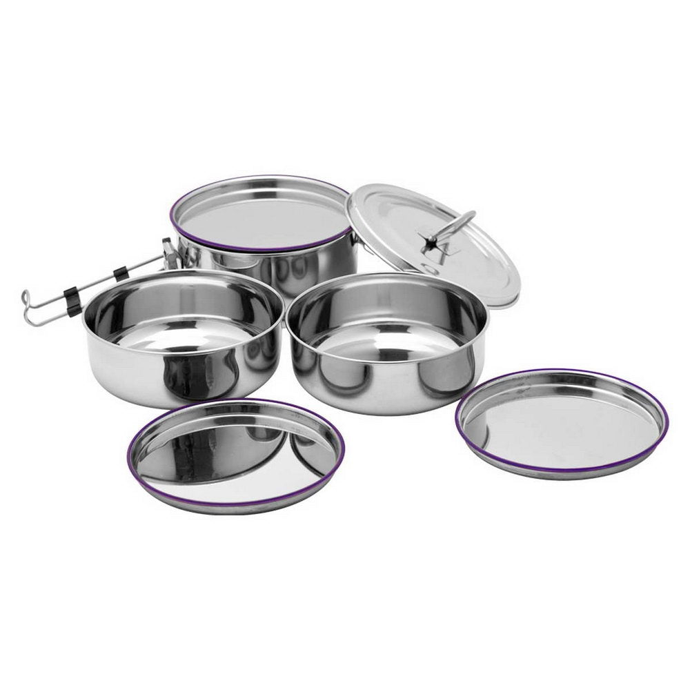 JVL Leakproof Round Stainless Steel Lunch Box with Silicone Gasket and Stainless Steel Inner Plate