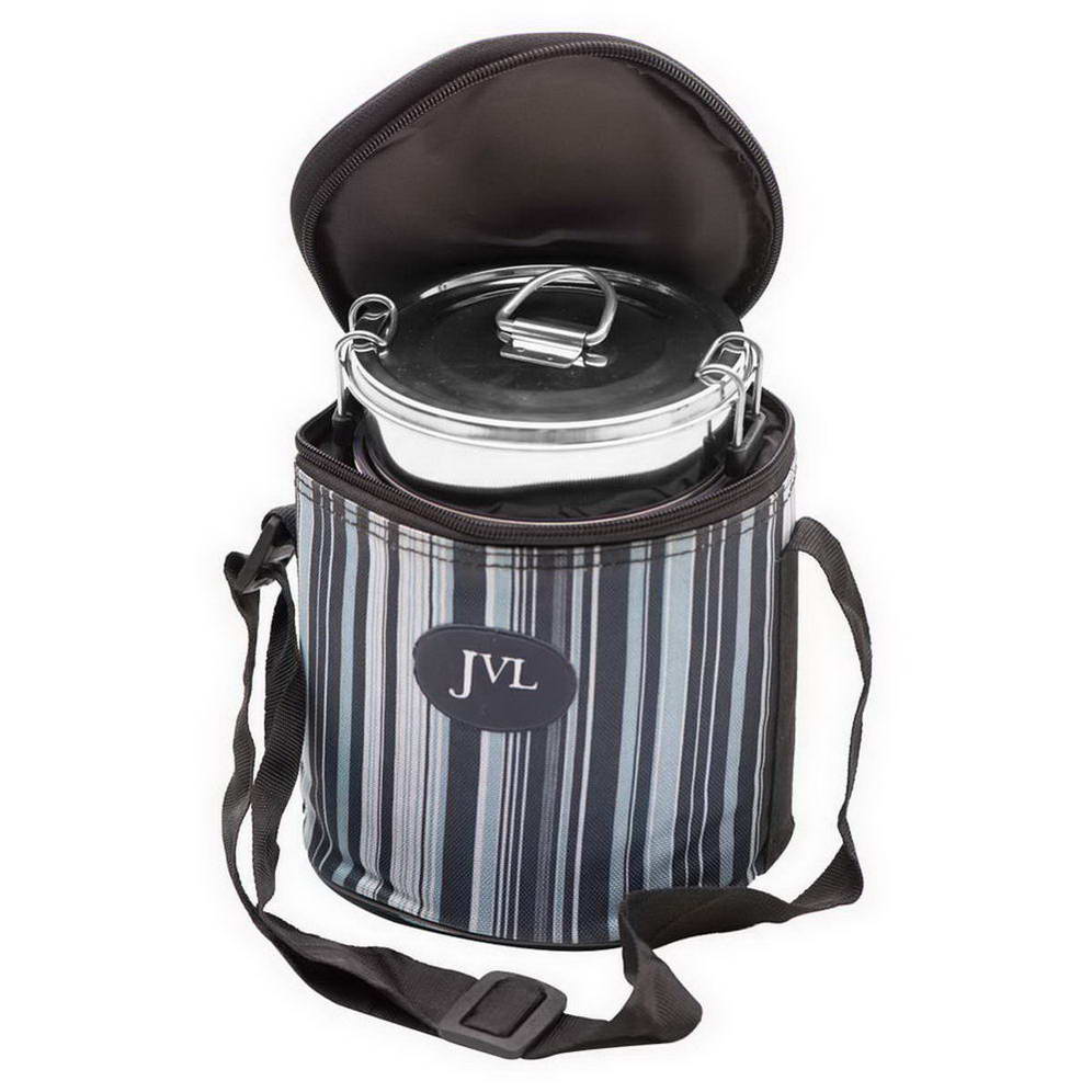 JVL Leakproof Round Stainless Steel Lunch Box with Silicone Gasket and Stainless Steel Inner Plate