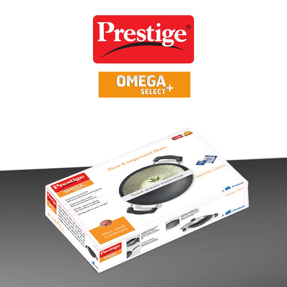 Prestige Omega Select Plus Aluminium Non-Induction Base Non-Stick Deep Appachatty with Lid, 200MM