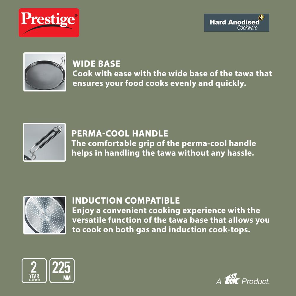 Prestige Hard Anodised Plus Roti Tawa, 225MM