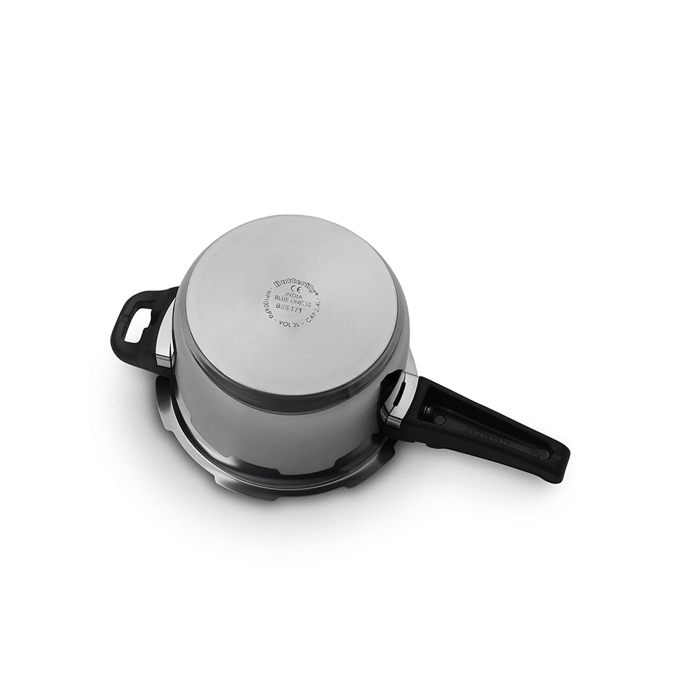 Butterfly Blueline Stainless Steel Induction Base Outer Lid Pressure Cooker, 3 Litres