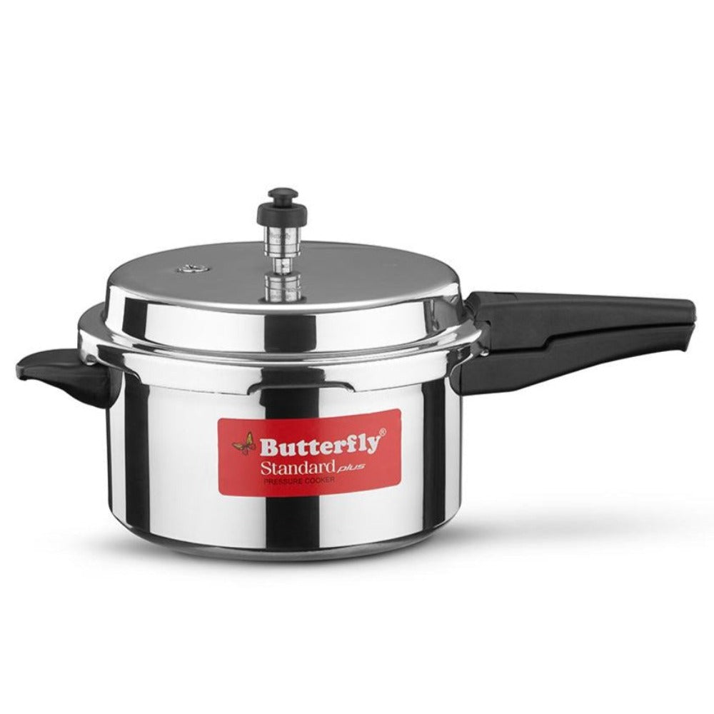 Butterfly Standard Plus Aluminium Induction Base Outer Lid Pressure Cooker, 5 Litres