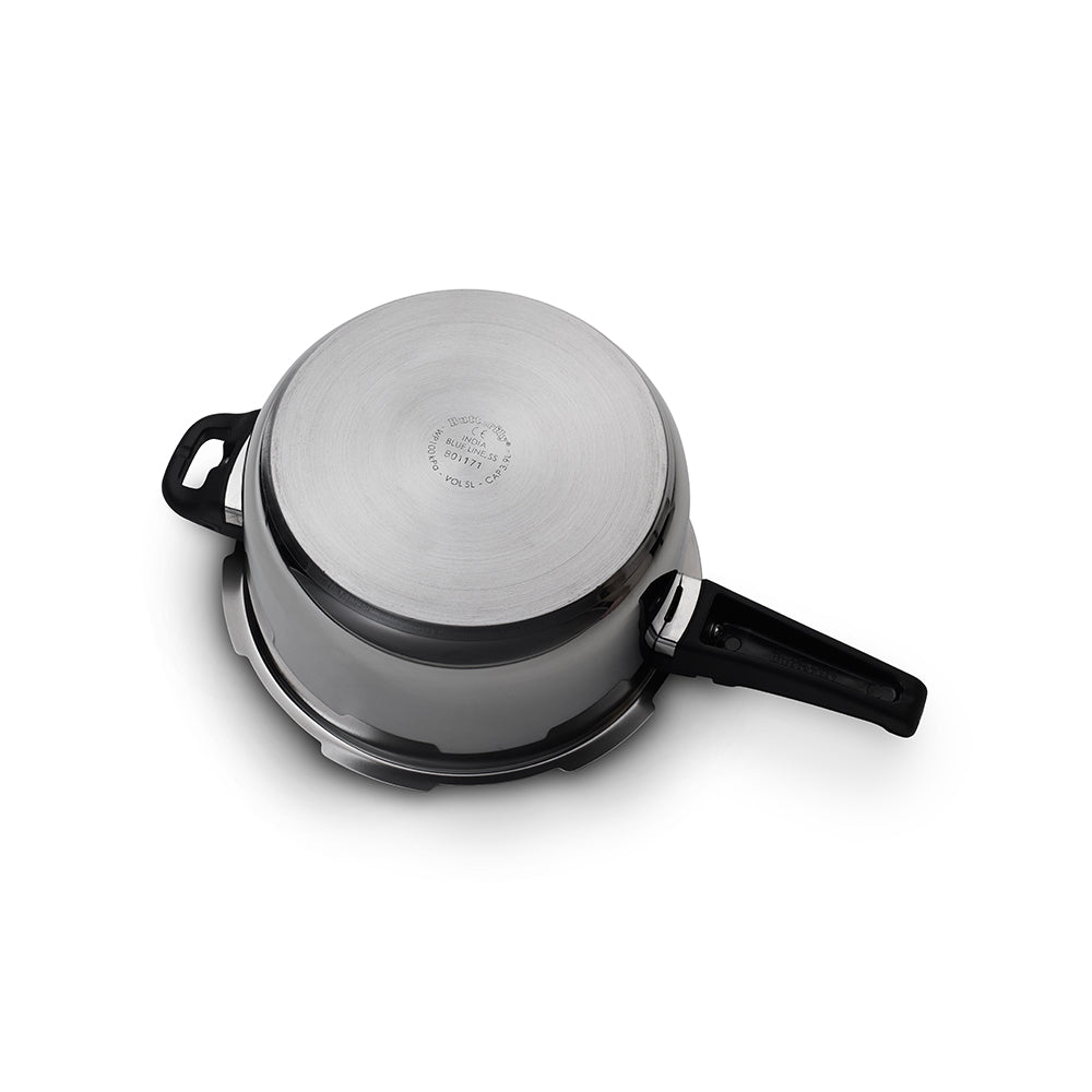Butterfly Blueline Stainless Steel Induction Base Outer Lid Pressure Cooker, 5 Litres