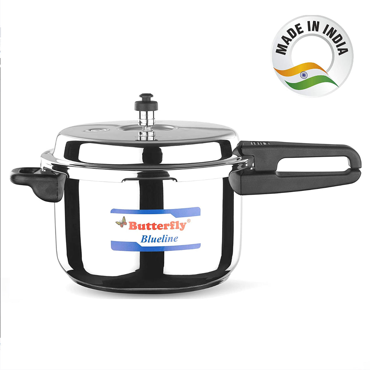 Butterfly Blueline Stainless Steel Induction Base Outer Lid Pressure Cooker, 7.5 Litres