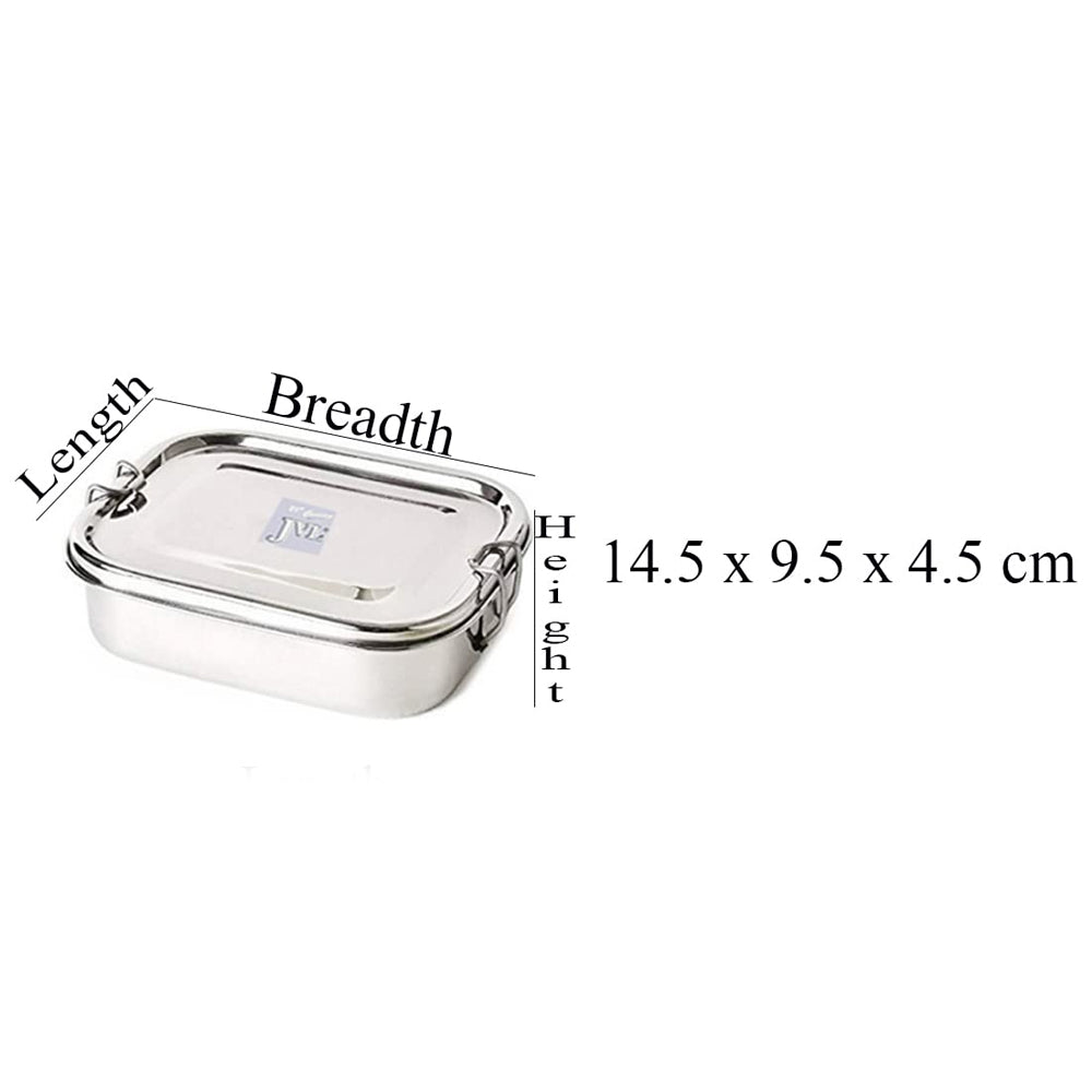 JVL Rectangle Stainless Steel Lunch Box with Stainless Steel Inner Plate