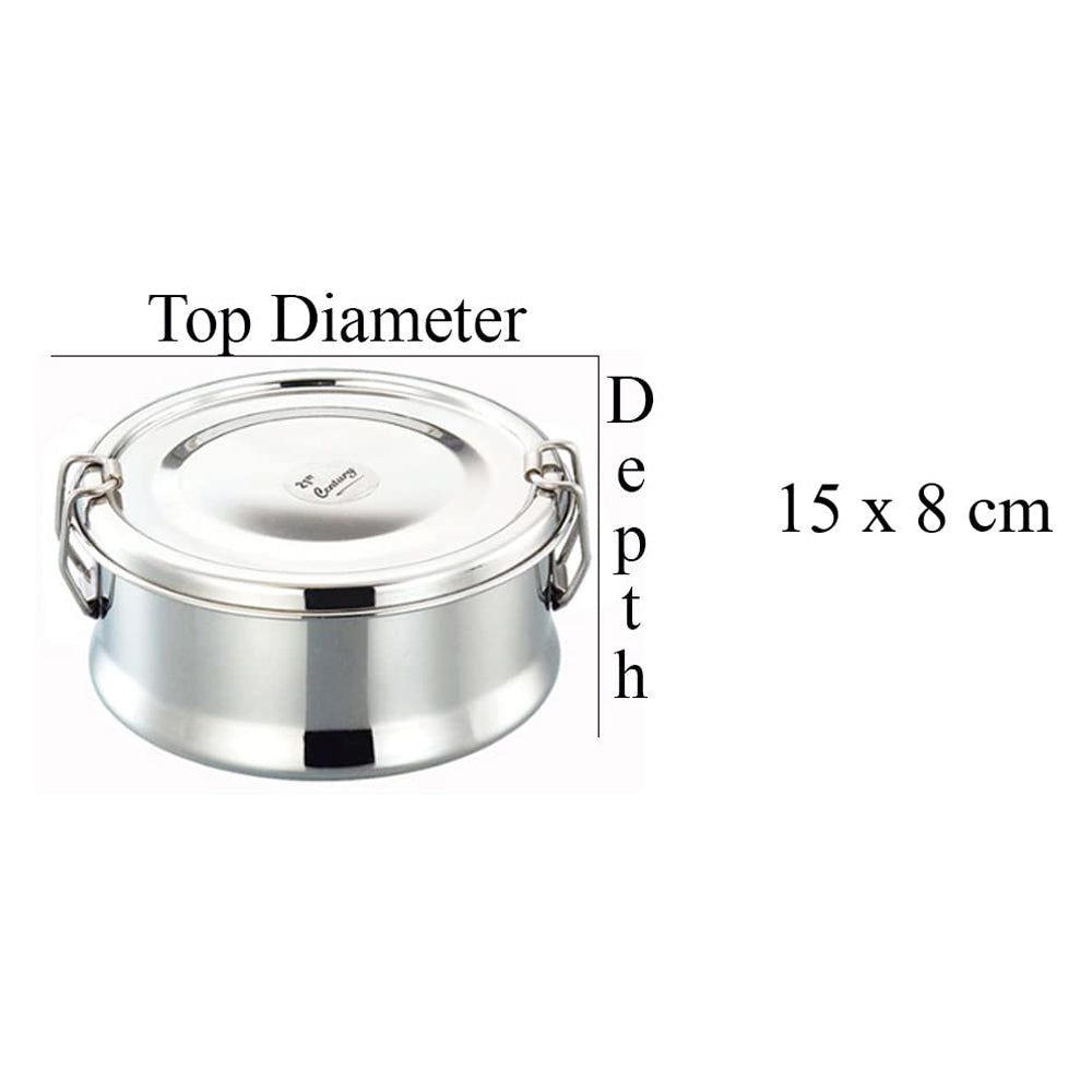 JVL Round Stainless Steel Lunch Box with Stainless Steel Inner Plate